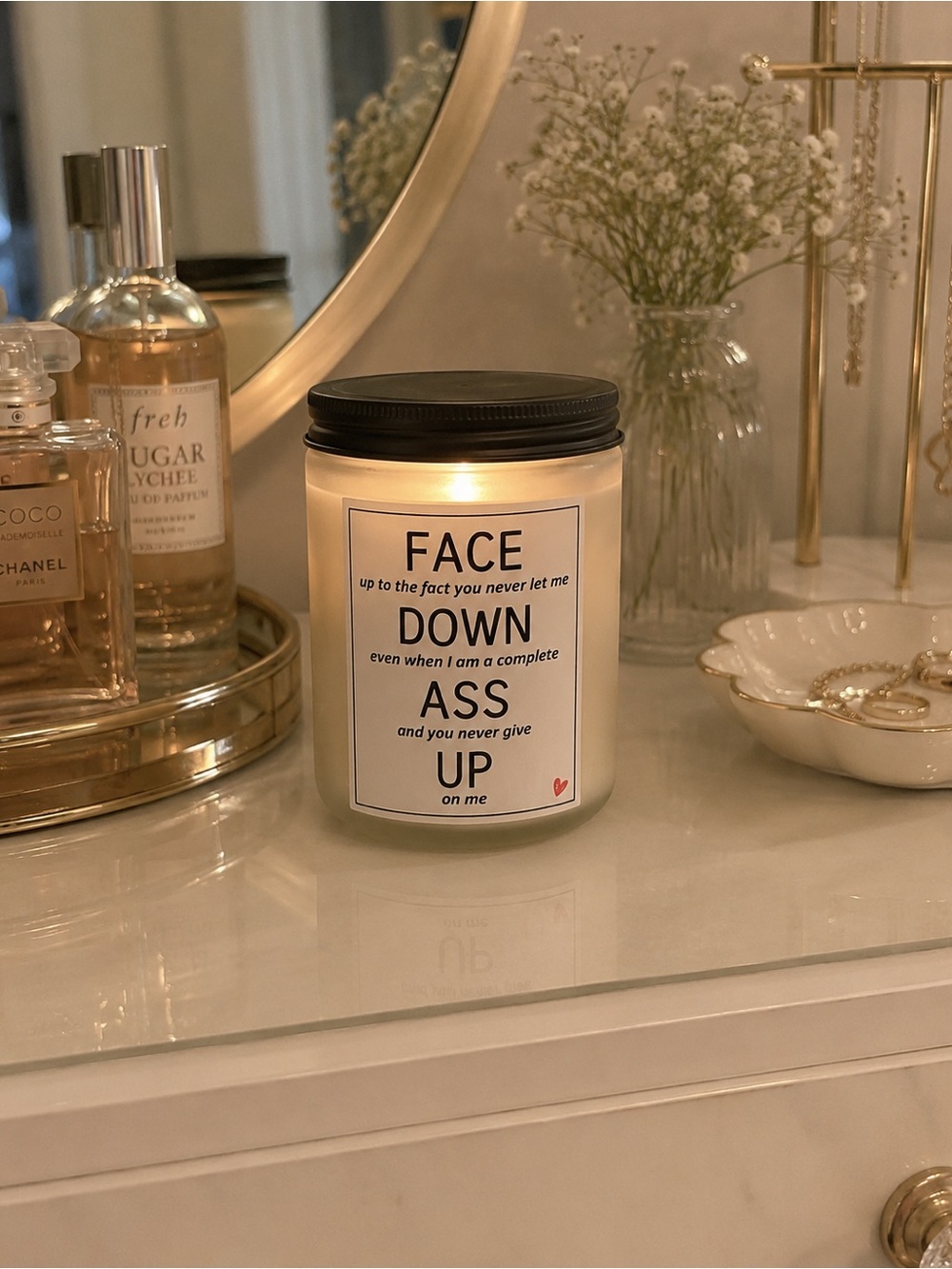 🕯️ Funny Quote Candle – “FACE DOWN ASS UP” Candle 😂❤️